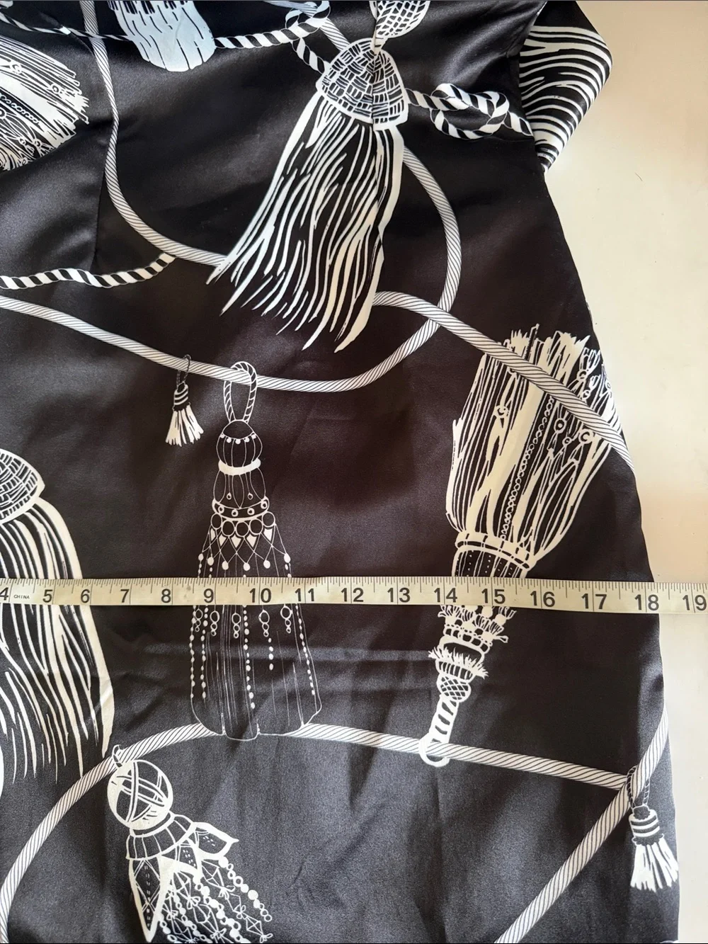 Eclect Black White Tassel Rope Print Formal Party Sleeveless Maxi Dress size S